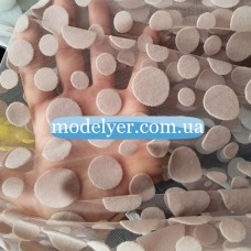 Ткань Сетка флок горох (пудра)